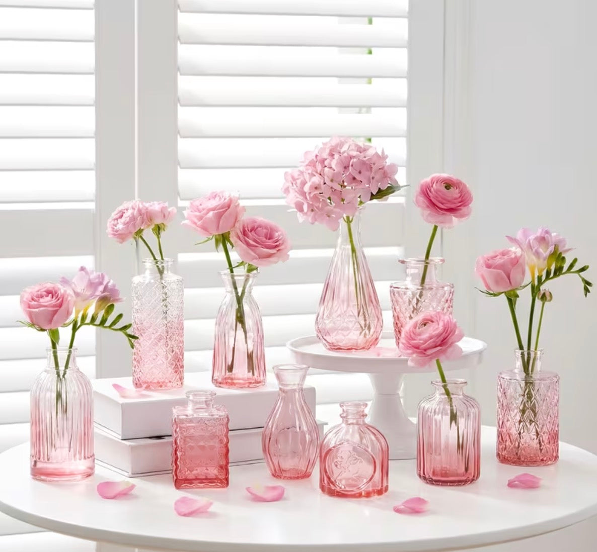 Pink Glass Bud Vase-10 pcs